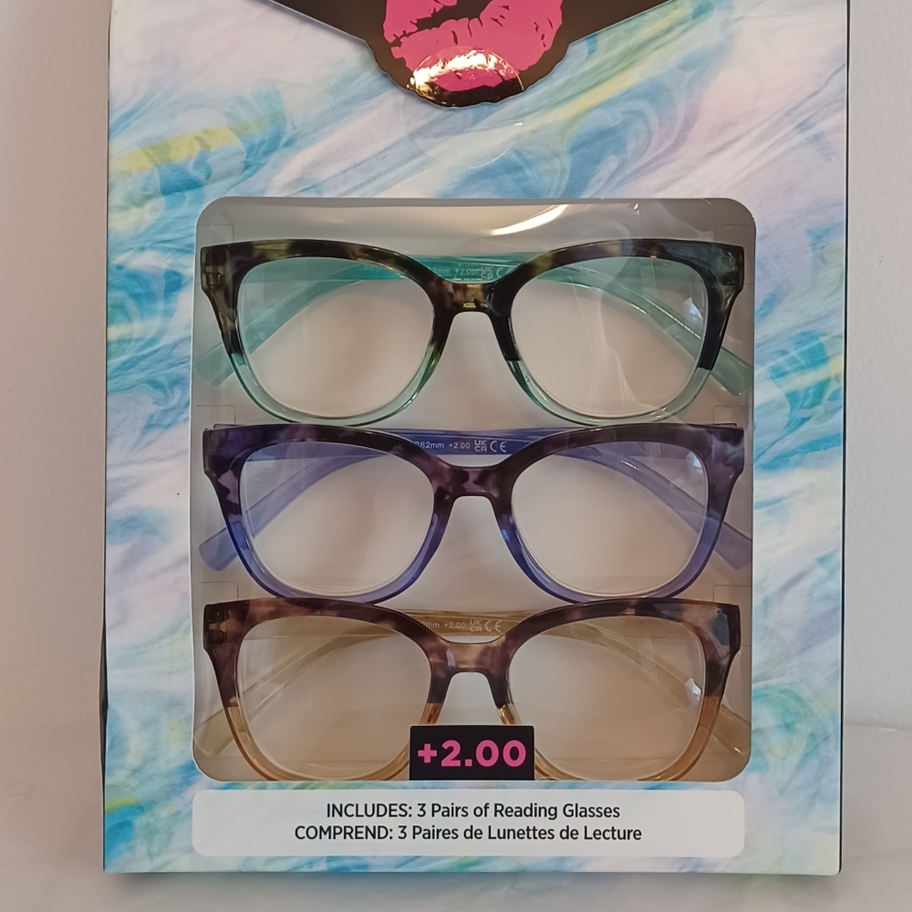 2.00, 2.50 3 pr Ombre Tortoise Shell Reading Glasses in box Betsey Johnson - Picture 7 of 9